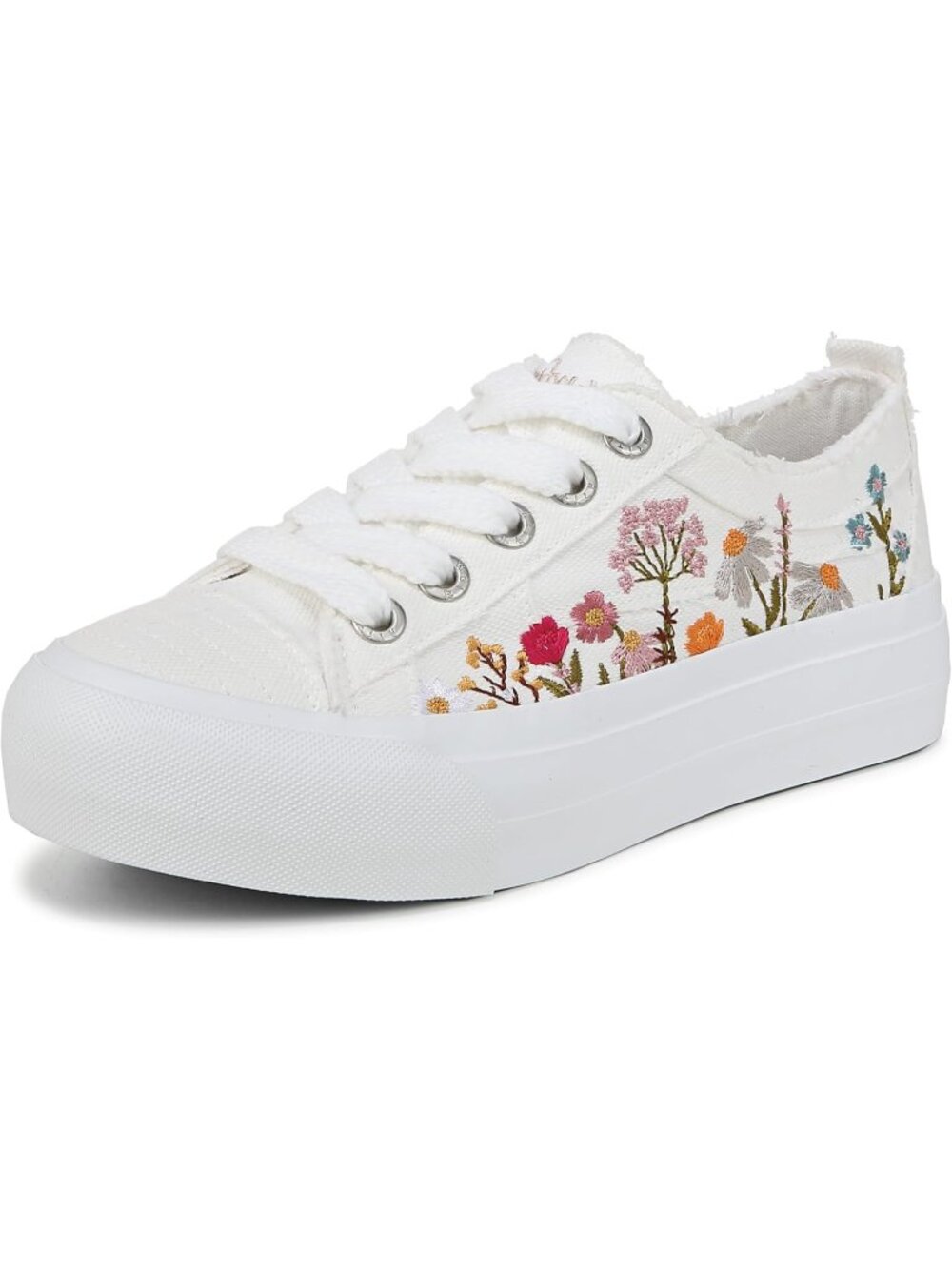 Women's White Decorative Laces Soft Slip On Sadie Sun Platform Sneaker